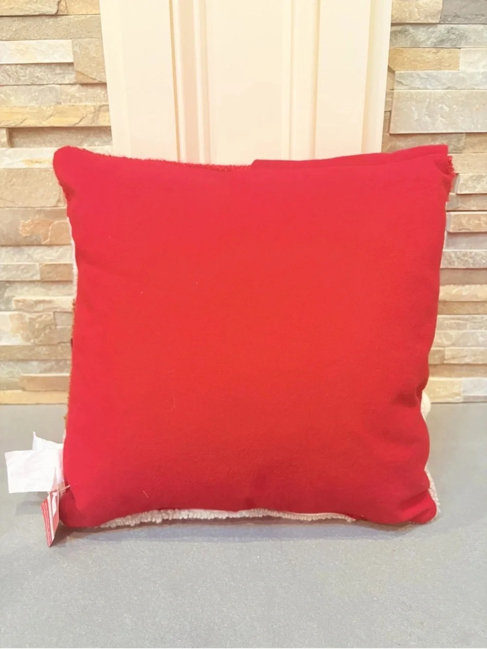 Ashland Christmas Peppermint Lane Santa Square Pillow 14x14 Pom Pom